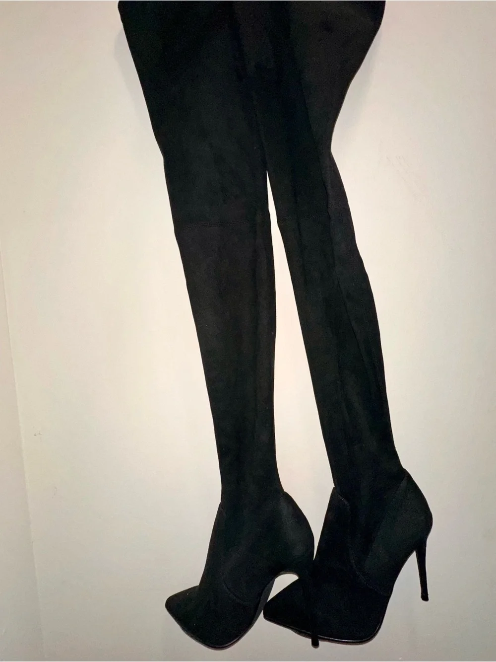 Steve Madden Black Over-the thigh Pointed-Toe Stiletto Boots